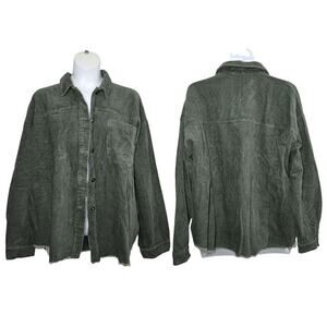 GeeGee Green Corduroy Button Down Long Sleeve Shacket Size 3XL NWOT